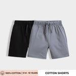 2 Pcs Cotton Shorts | Black, Grey