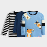 3 Pack Full Sleeves Unisex T-Shirts | Black Stripes, Space Shuttle, Peek A Boo