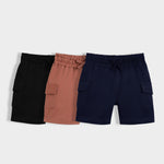 3 Pcs Interlock Shorts | Black, Honey Brown, Royal Blue