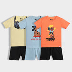 3 Pack T-Shirt & Shorts Unisex Co-ord Set | Music Buddy, Pup Ride, Dj Teddy