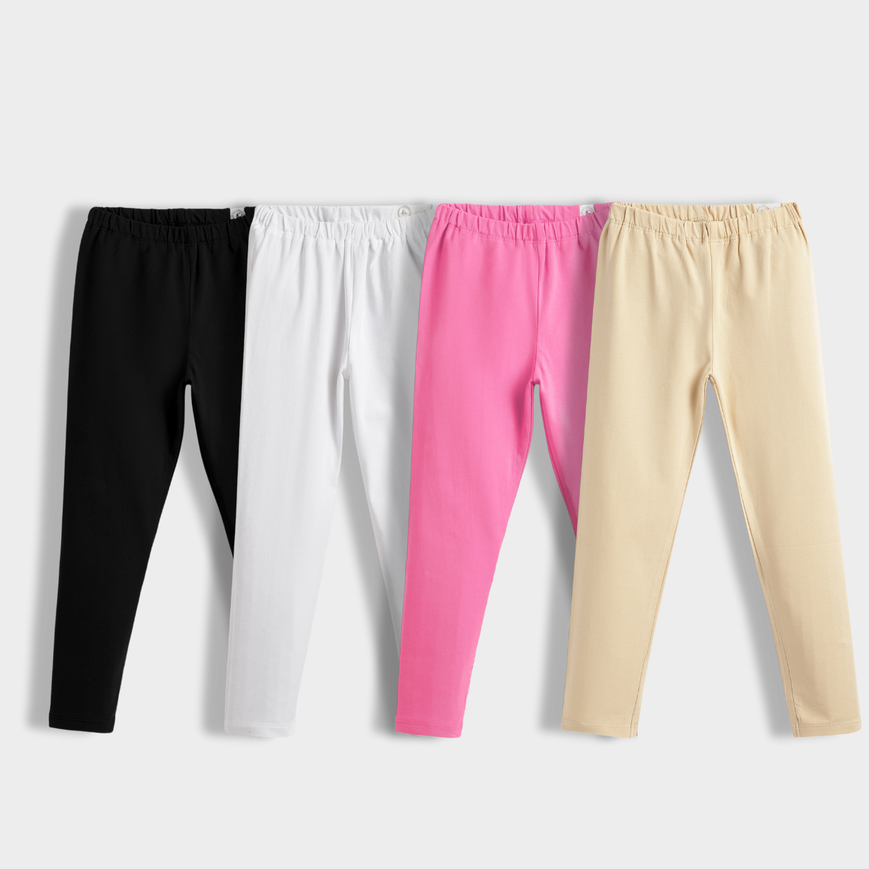 4 Pcs Leggings | Black, White, Beige, Pink