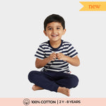 Half Sleeves Unisex Co-ord Set | Blue Stripes