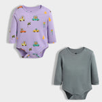 2 Pcs Full Sleeves Bodysuit | Cars, Grey