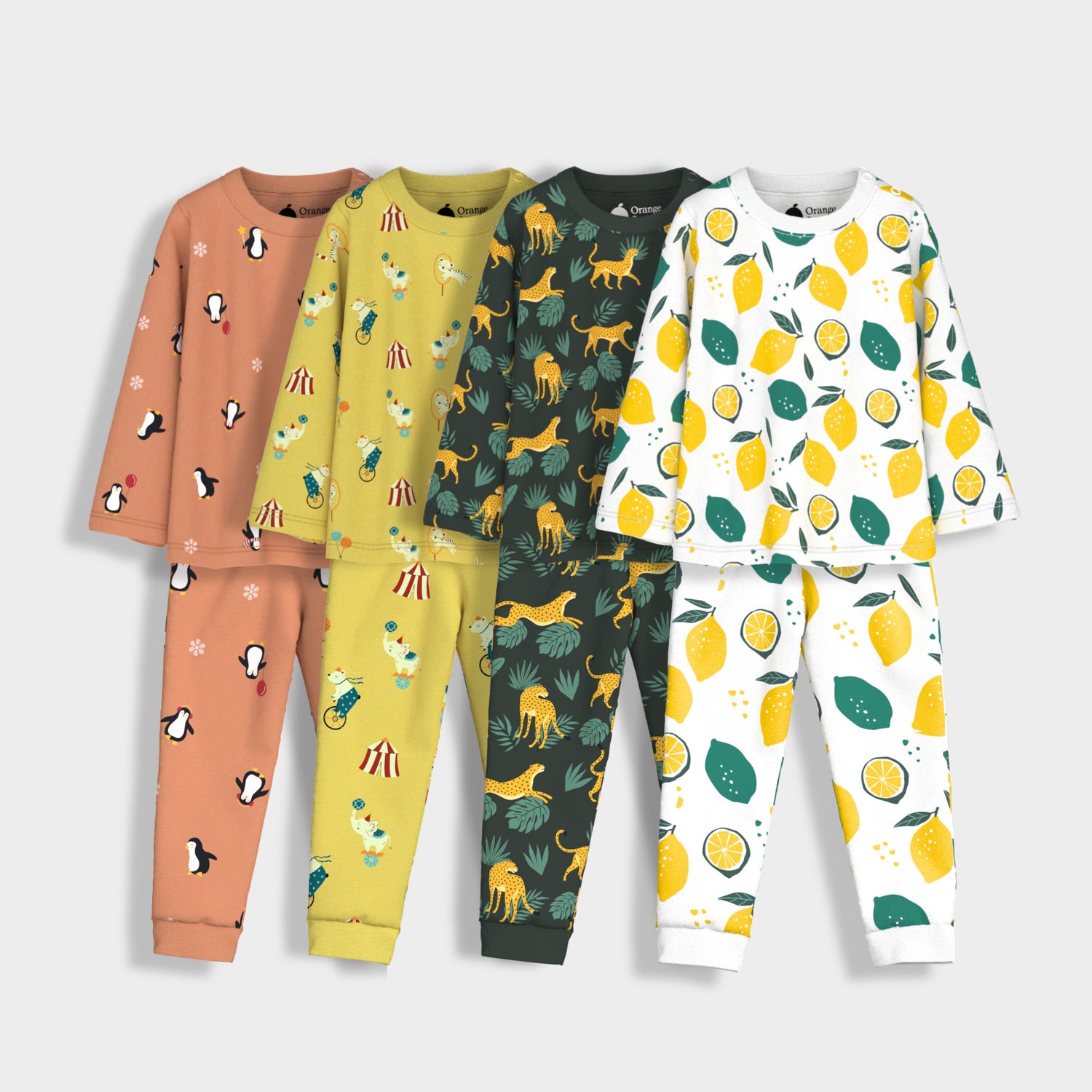 4 Pack Full Sleeves Unisex Co-ord Set | Circus, Lemon, Penguin Chill & Cheetah