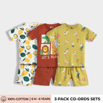 3 Pack T-Shirt & Shorts Unisex Co-ord Set | Lemon, Zoo, Circus