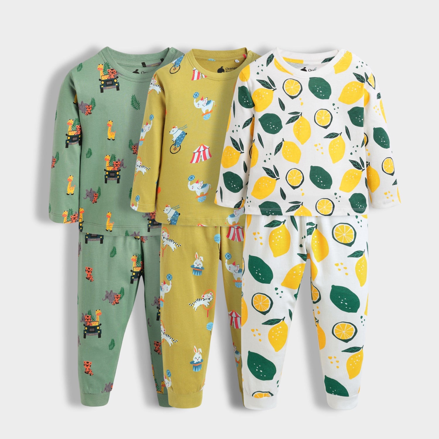 3 Pack Full Sleeves Unisex Co-ord Set | Lemon, Jungle, Circus