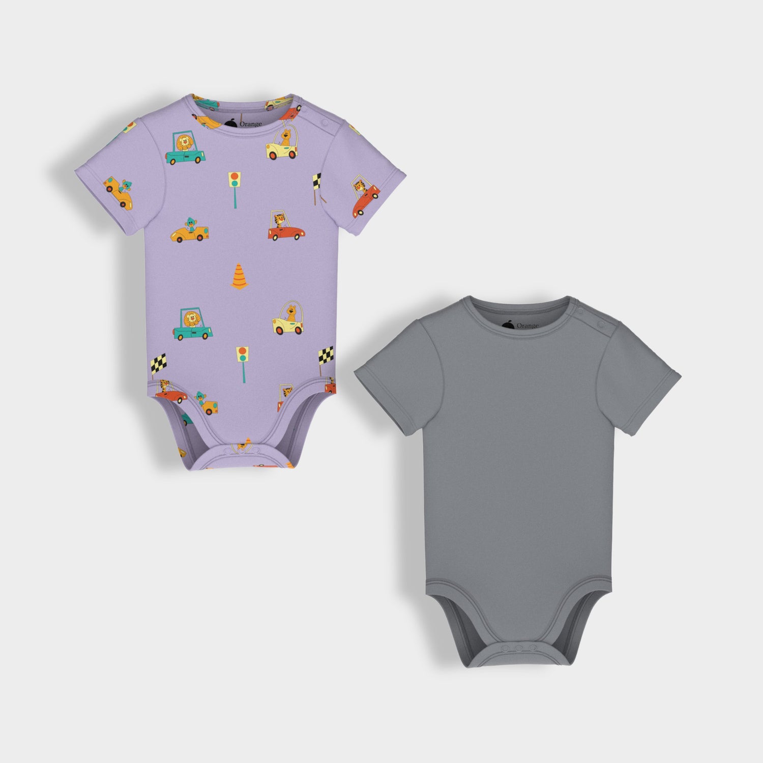 2 Pcs Half Sleeves Bodysuit | Cars, Grey