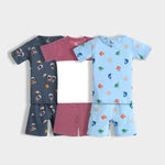 3 Pack T-Shirt & Shorts Unisex Co-ord Set | Space, Berry, Underwater