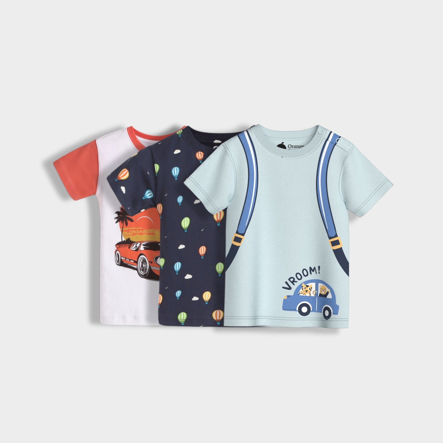3 Pack Half Sleeves T-Shirt | Car Ride, Hot Air, Back Pack