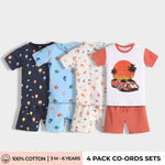 4 Pack T-Shirt & Shorts Unisex Co-ord Set | Hot Air, Underwater, Frosty, Car Ride