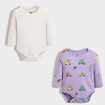 2 Pcs Full Sleeves Bodysuit | Cars, Off White