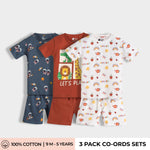 3 Pack T-Shirt & Shorts Unisex Co-ord Set | Space, Zoo, Gardening