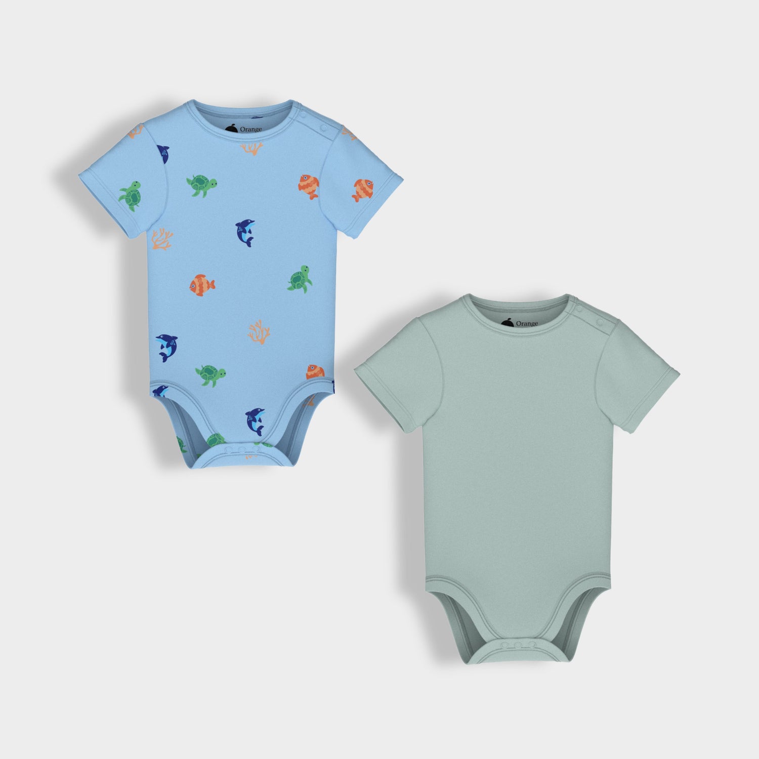 2 Pcs Half Sleeves Bodysuit | Underwater, Light Green