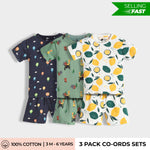 3 Pack T-Shirt & Shorts Unisex Co-ord Set | Hot Air, Jungle, Lemon