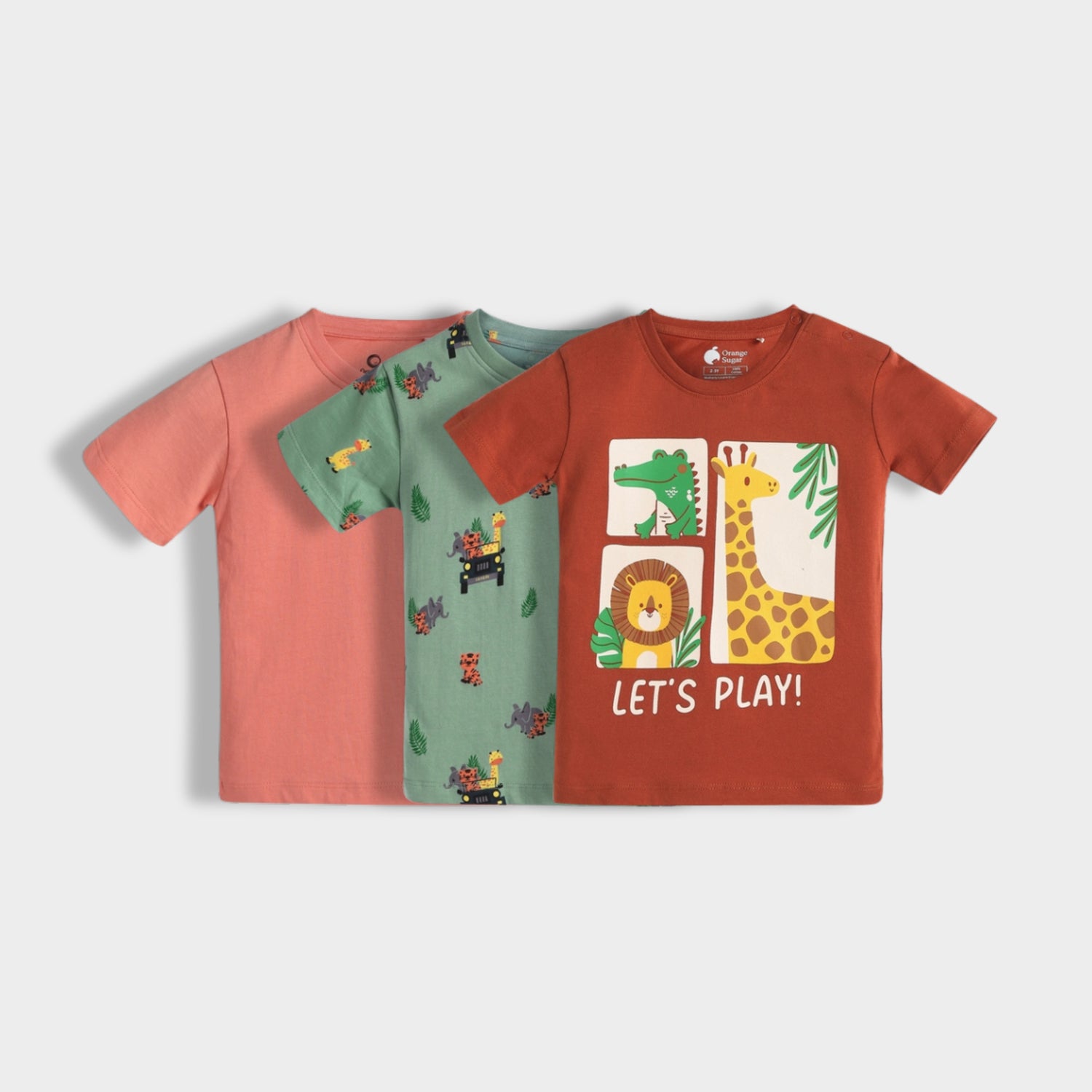 3 Pack Half Sleeves T-Shirt | Giraffe, Jungle, Zoo