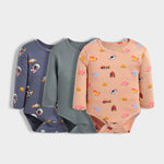 3 Pcs Full Sleeves Bodysuit | Space, Farm, Grey