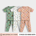 3 Pack Half Sleeves Unisex Co-ord Set | Bird, Jungle & Farm