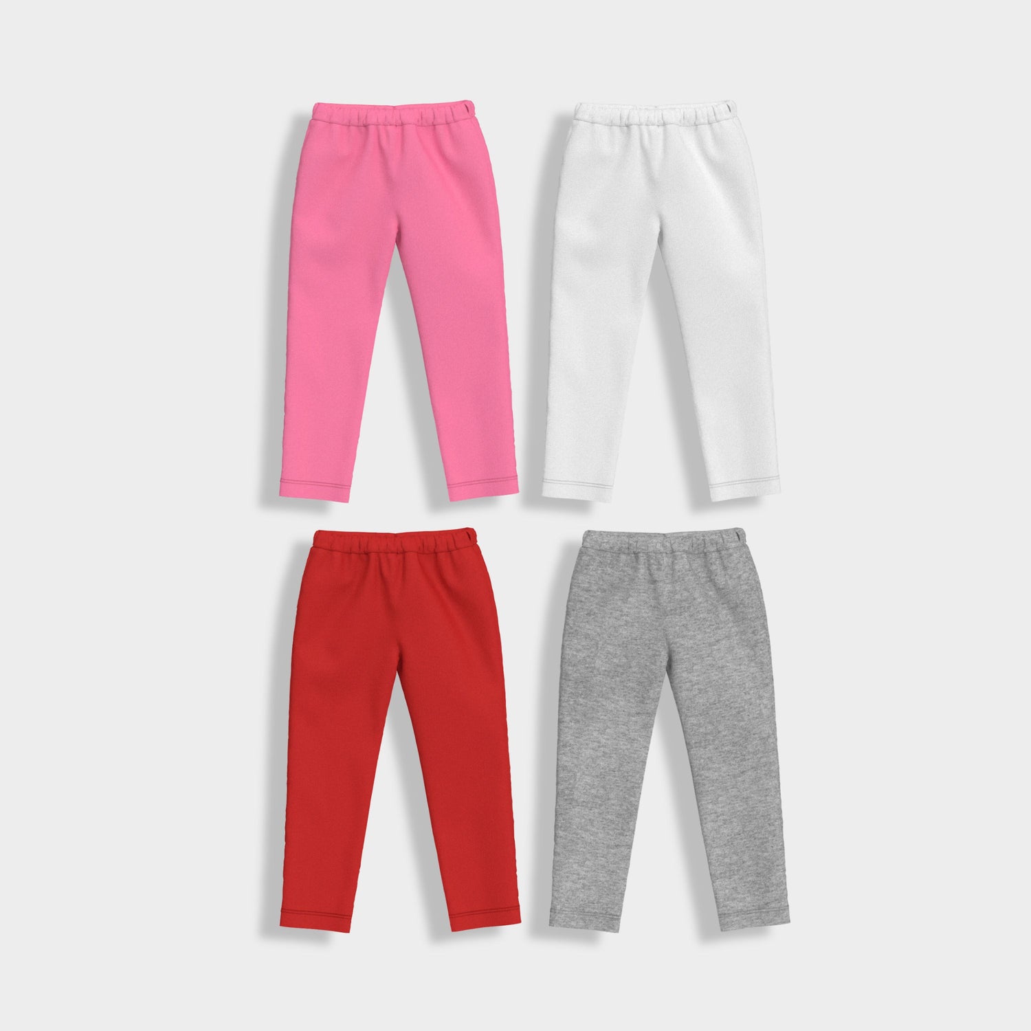 4 Pcs Leggings | White, Red, Pink, Grey