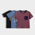3 Pack Half Sleeves Unisex T-Shirts | Fearless Lion, Rockstar, Dusty Pink