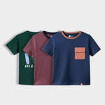 3 Pack Half Sleeves Unisex T-Shirts | I Am Genius, Dusty Pink, Diesel Blue