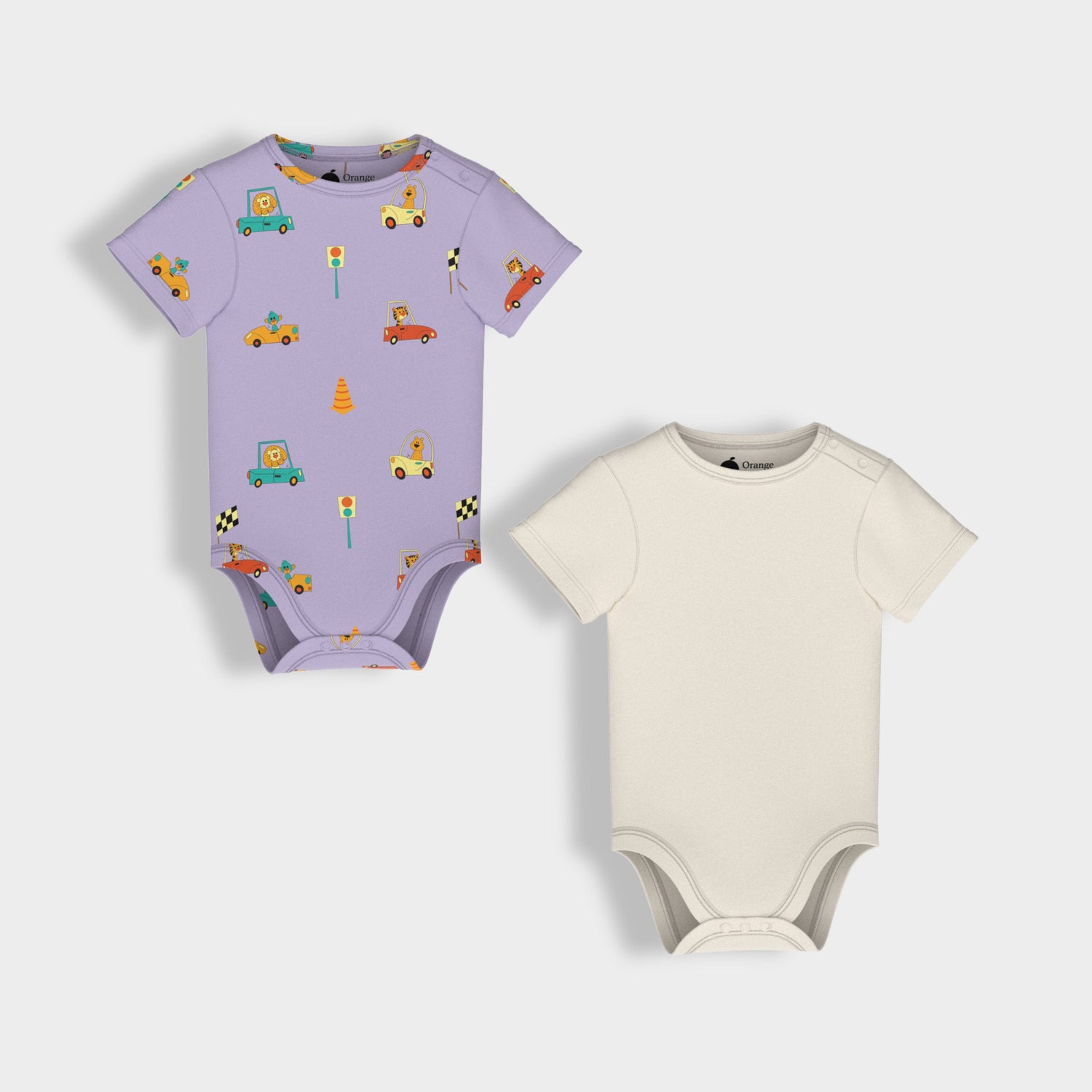 2 Pcs Half Sleeves Bodysuit | Cars, Off White