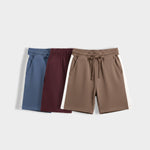 3 Pcs Cotton Shorts | Indigo Blue, Wine, Biscuit Brown