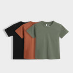 3 Pack Half Sleeves Unisex T-Shirts | Black, Brown, Olive Green