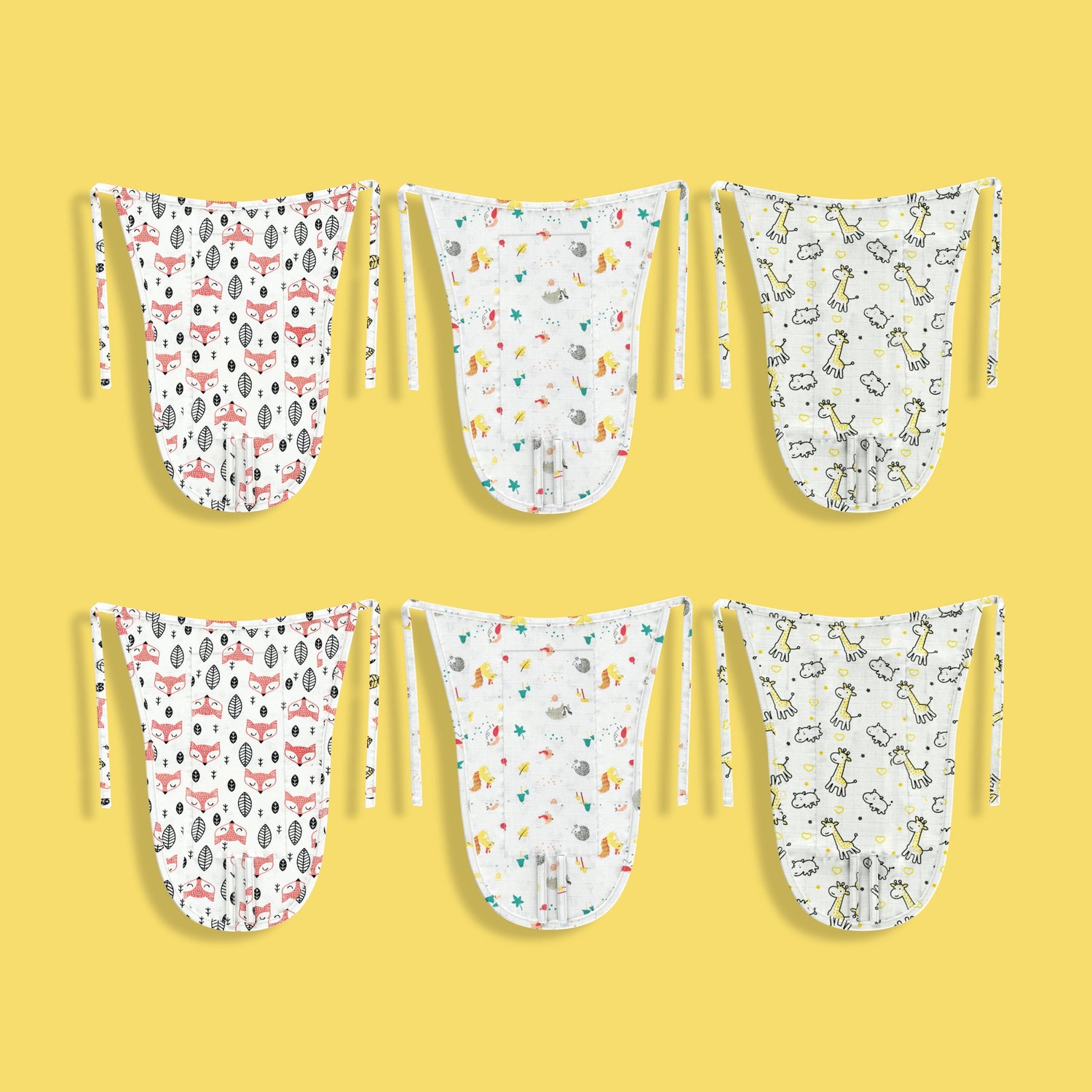 6 Pack Muslin Langoti | Fox, Spikey, Jolly Giraffe