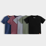 5 Pack Half Sleeves Unisex T-Shirts | Diesel Blue, Dusty Pink, Grey, Olive Green, Black