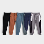 5 Pcs Cotton Joggers | Black, Brown, Air Force Blue, Colour Block Navy, Colour Block Grey