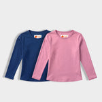 2 Pack Girls Full Sleeves Top | Diesel Blue, Pink