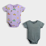 2 Pcs Half Sleeves Bodysuit | Cars, Grey