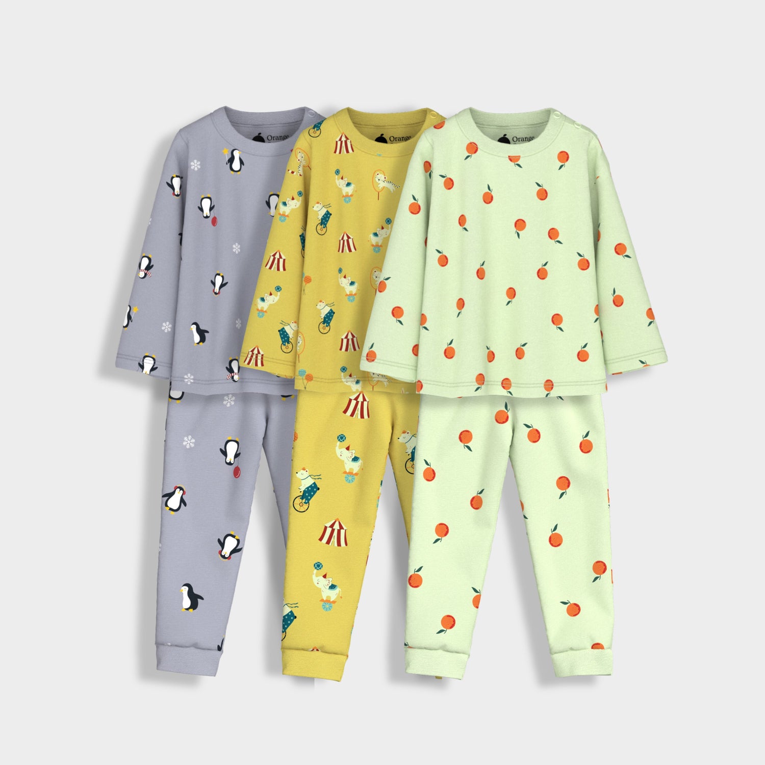 3 Pack Full Sleeves Unisex Co-ord Set | Penguin, Circus & Orange Bliss