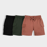 3 Pcs Interlock Shorts | Black, Dark Olive, Honey Brown