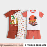3 Pack T-Shirt & Shorts Unisex Co-ord Set | Zoo, Gardening, Car Ride