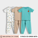 3 Pack Half Sleeves Unisex Co-ord Set | Bird, Aqua Orange & Truck