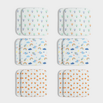 12 Pack Muslin Wash Cloth | Balloon Ride, Starry, Sweet Oranges