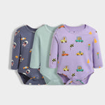 3 Pcs Full Sleeves Bodysuit | Space, Cars, Light Green