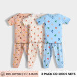 3 Pack Half Sleeves Unisex Co-ord Set | Farm, Orange & Underwater