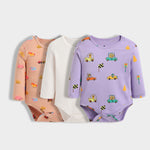 3 Pcs Full Sleeves Bodysuit | Farm, Cars, Off White