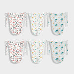 6 Pack Muslin Nappies | Fox, Spikey, Half Moon
