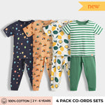4 Pack Half Sleeves Unisex Co-ord Set | Hot Air, JCB, Lemon, Green Stripes