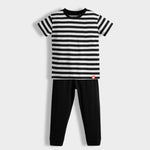 Half Sleeves Unisex Co-ord Set | Black Stripes