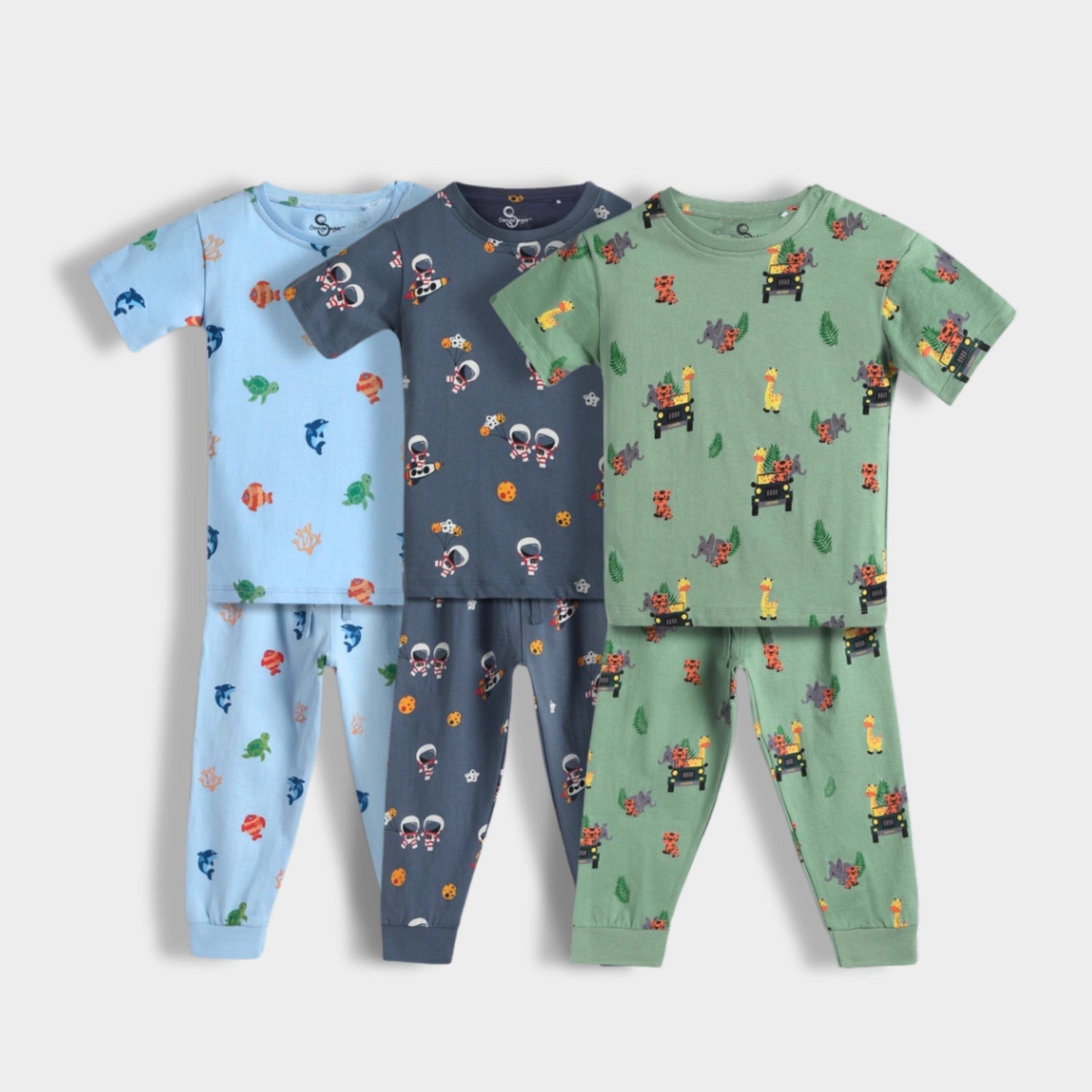 3 Pack Half Sleeves Unisex Co-ord Set | Space, Jungle & Underwater