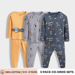 3 Pack Full Sleeves Unisex Co-ord Set | Space Ship, Penguin, Space