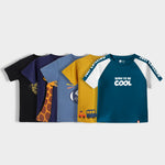 5 Pack Half Sleeves Unisex T-Shirts | I Am Cool, Fearless Lion, Little Rockstar, Road Trip, Sporty Giraffe