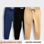 3 Pcs Winter Joggers | Diesel Blue, Black, Brown