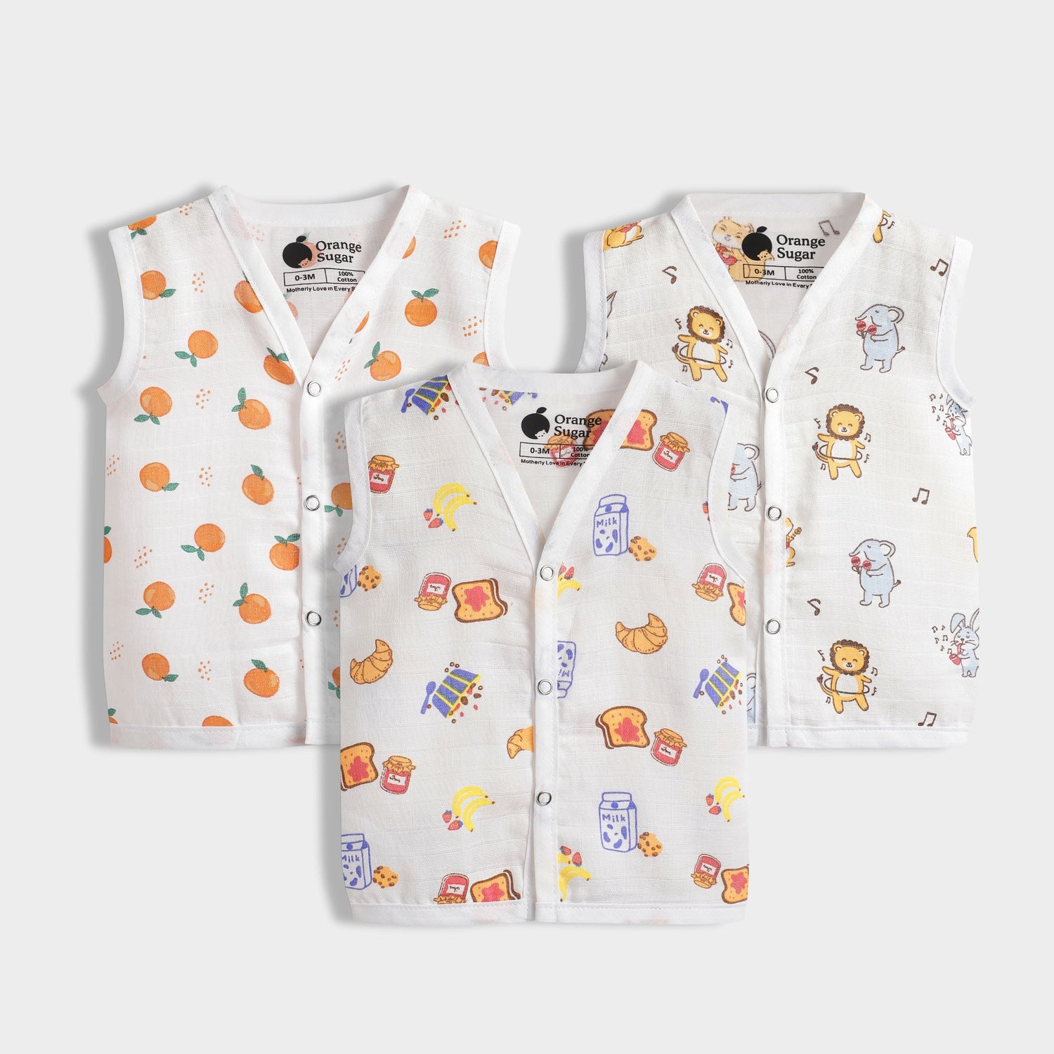 3 Pack Muslin Jhabla | Breakfast, Sweet Oranges, Jungle Jingles