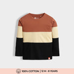 Full Sleeves Tee | Color Block Brown