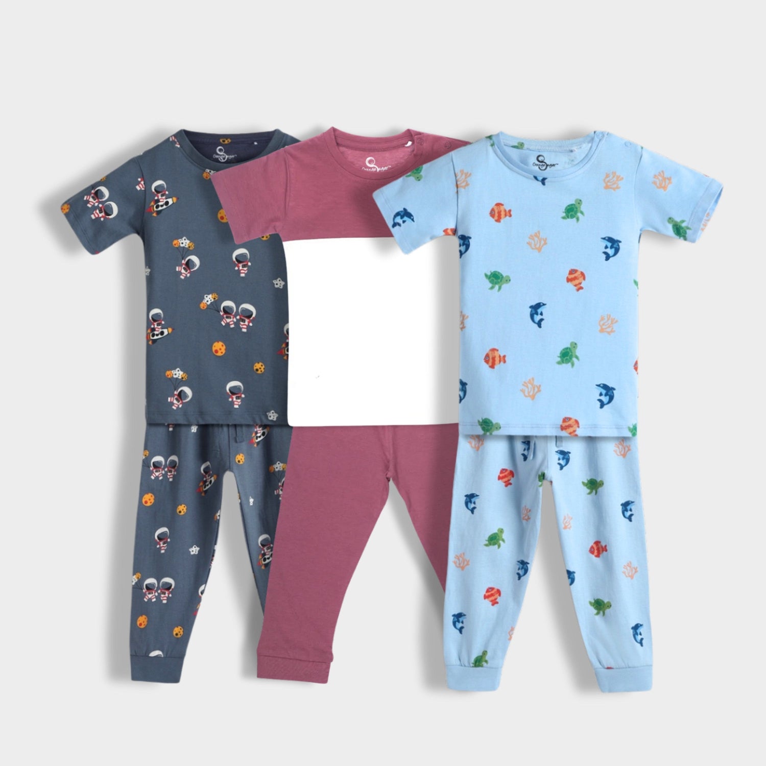 3 Pack Half Sleeves Unisex Co-ord Set | Space, Berry, Underwater